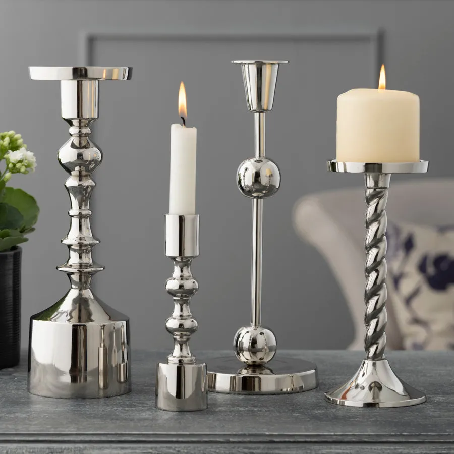 Silver Metal Candle Holder Collection