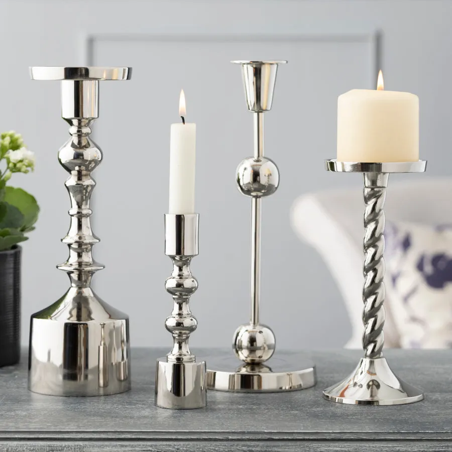 Silver Metal Candle Holder Collection