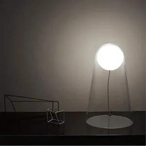 Sleek Clear Glass LED Bedside Night Lamp with Modo Shade Inside - Minimalist Conical Table Light