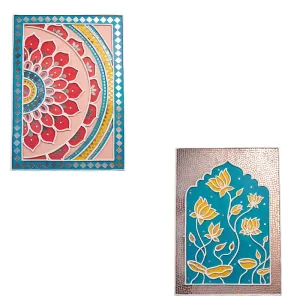 Suhasini Crafts Mirror Madala Lippan Art Wall - Right Rectangle Shape And Mirror Madala Lippan Art Wall - Center Rectangle Shape