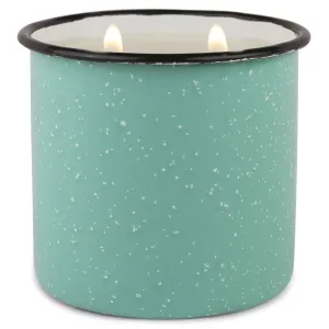 Teal Enamel Camping Mug Candle - Fresh Air & Sea Salt - Coastal Scented