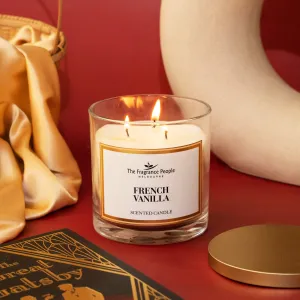 The Fragrance People Luxury 3-Wick Scented Vanilla Candle Wax Organic Fragrance of Vanilla Candles Premium Glass Jar with Cotton Wick Essential Aroma Oils for Home Decor & Luxury Gift: up to 40 Hours