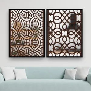 The WoWart Pine Wall Hangings Engneering Wood Carving Acrylic Mirror Frame - Aesthetic Wall Pine Wood Mirror Frames for Home Wall Decoration (WDJ-BLC- 2.36, 10x13 inches)