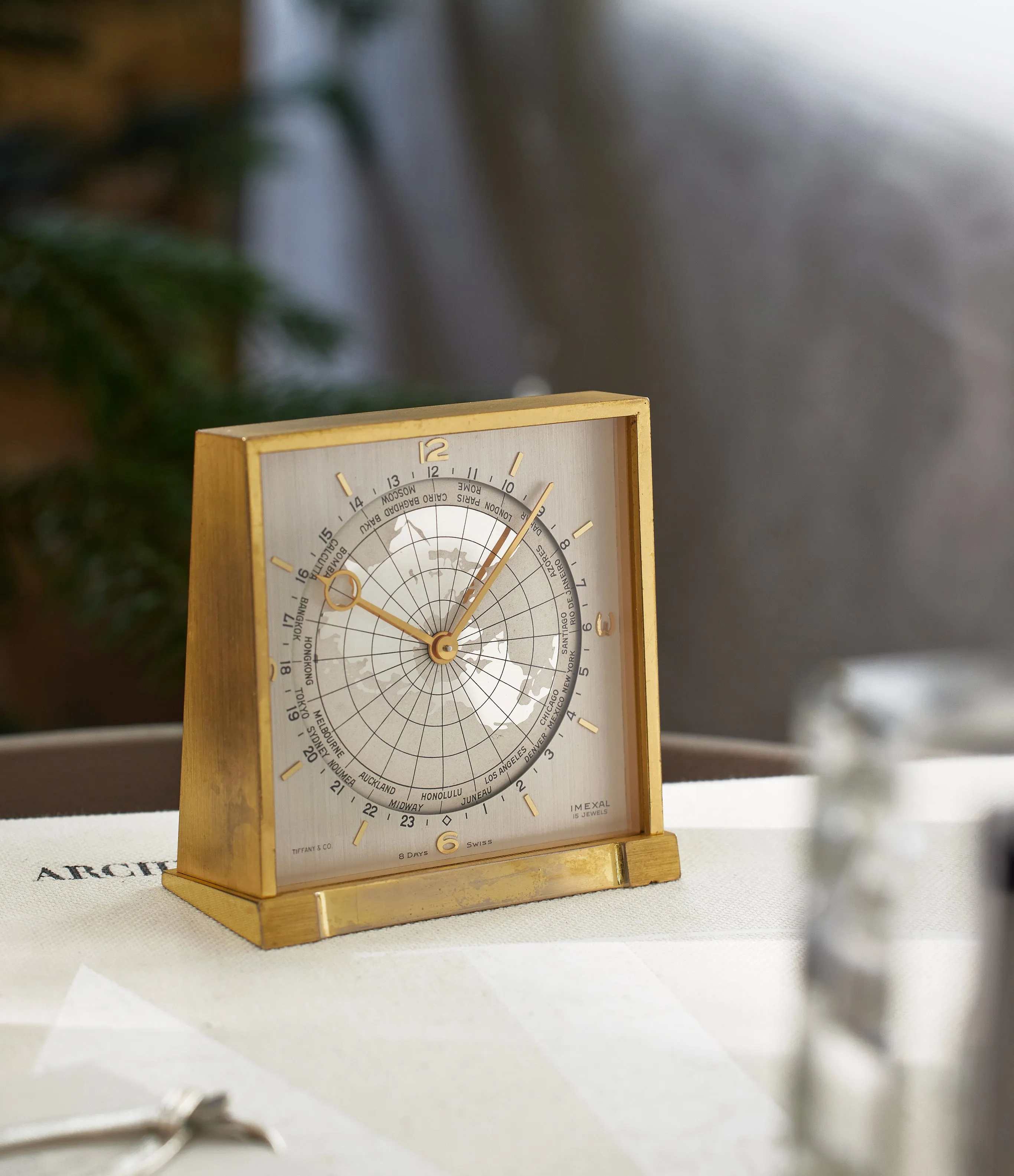 Tiffany & Co World Time Desk Clock | brass