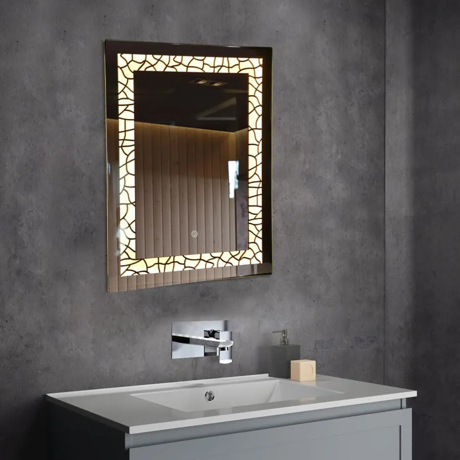 TINITALO Bathroom LED Mirror Home Mirror Wall Mirror with Touch Sensor, 3 Light Effects, Glass, Rectangular LED-2 (18 x 24 Inch)