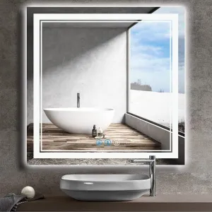 TINITALO Bathroom LED Mirror Home Mirror Wall Mirror with Touch Sensor, 3 Light Effects, Glass, Rectangular LED-35 (18 x 42 Inch)