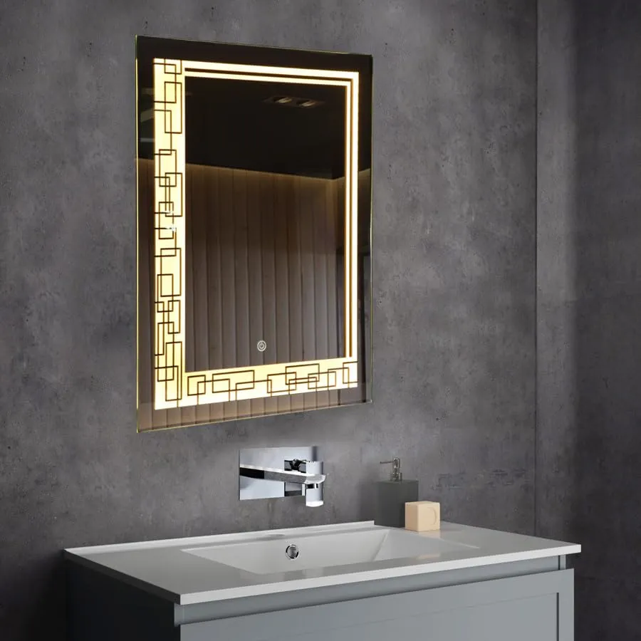 TINITALO Bathroom LED Mirror Home Mirror Wall Mirror with Touch Sensor, 3 Light Effects, Glass, Rectangular LED-5 (18 x 48 Inch)