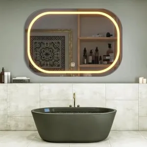 TINITALO Bathroom LED Mirror Home Mirror Wall Mirror with Touch Sensor, 3 Light Effects, Glass, Rectangular LED-59 (18 x 24 Inch)