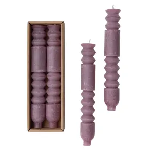 Totem Taper Candles Set of 2: Purple