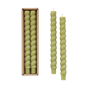 Twisted 10" Taper Candles Set of 2: Green