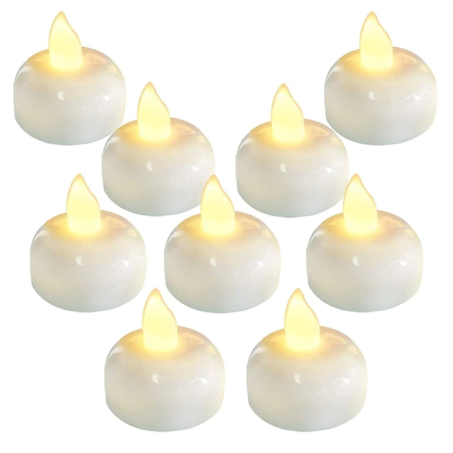 upyog Plastic Water Activated Sensor Tea Lights, Waterproof Flameless Tea Lights, Floating Led Candles for Bathtub Wedding Decorative Floating Tealight Candles (12 Piece, Yellow, 2 Cm)