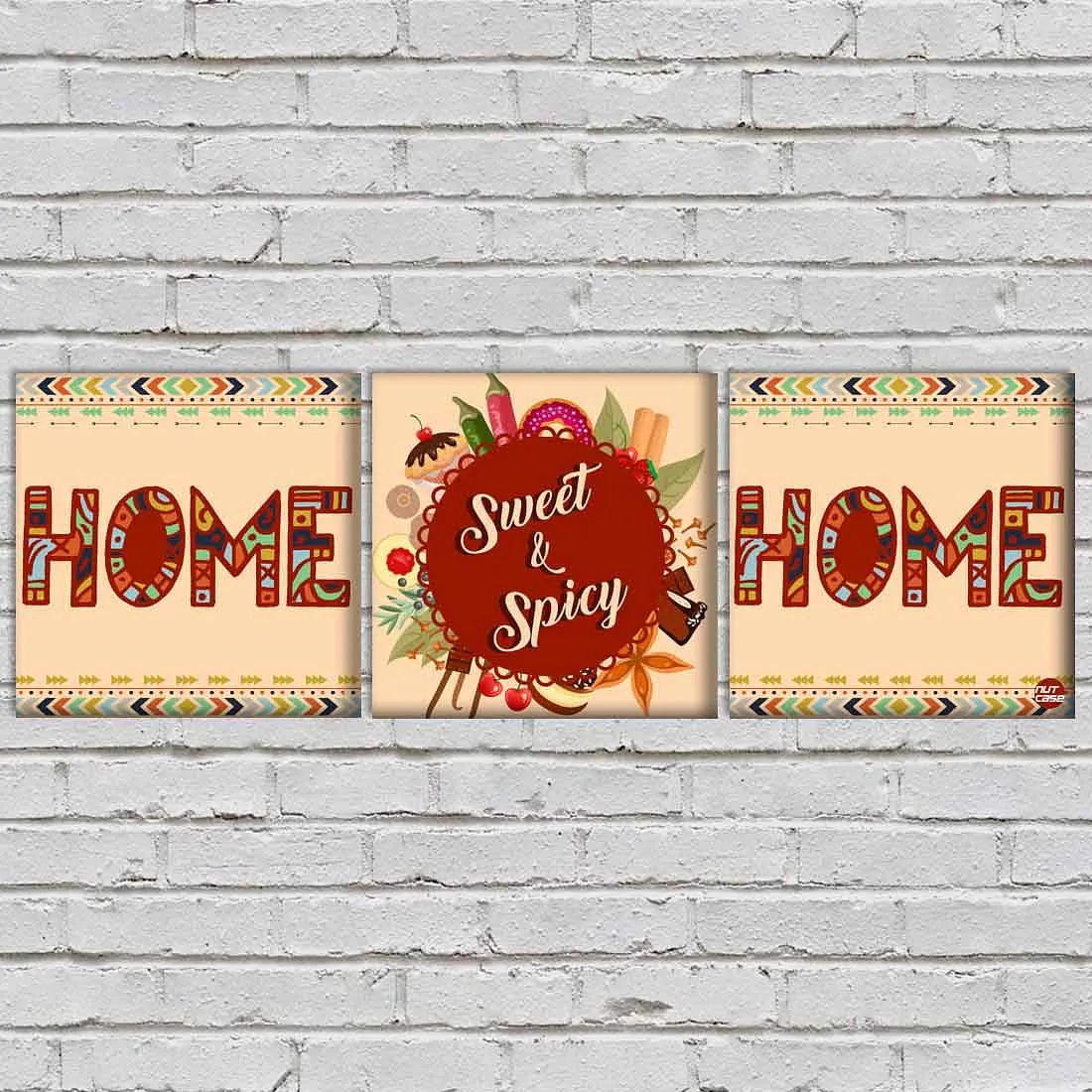 Wall Art Decor Hanging Panels Set Of 3 -Home Sweet And Spicy Home