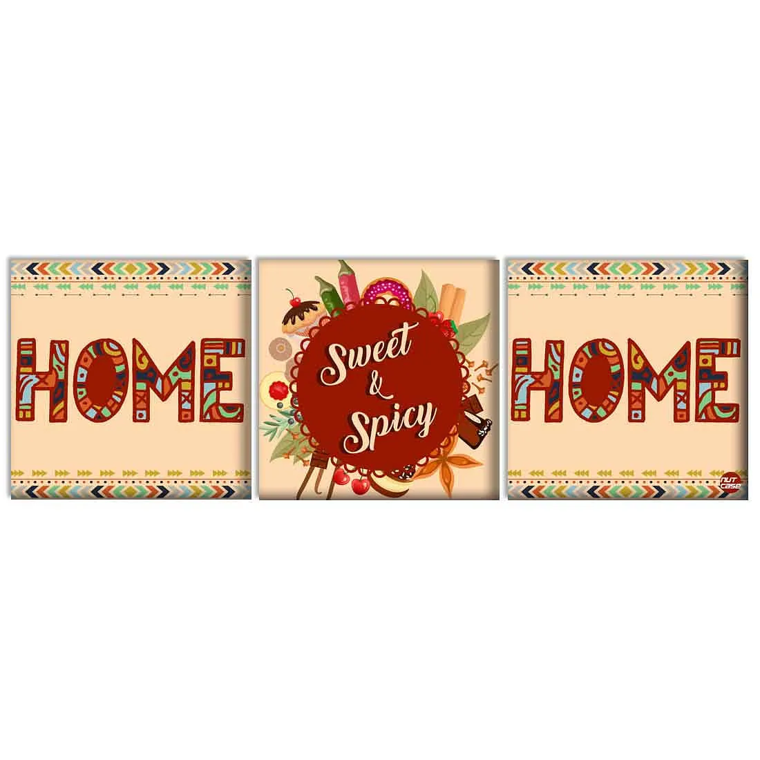 Wall Art Decor Hanging Panels Set Of 3 -Home Sweet And Spicy Home