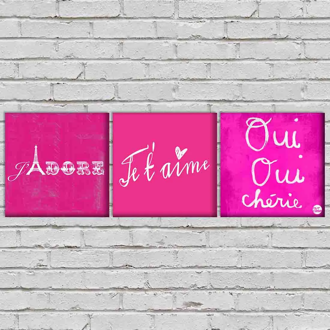 Wall Art Decor Hanging Panels Set Of 3 -Qui pink