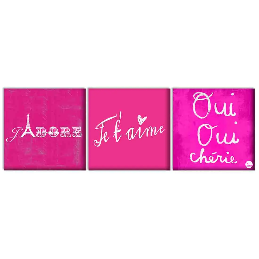 Wall Art Decor Hanging Panels Set Of 3 -Qui pink