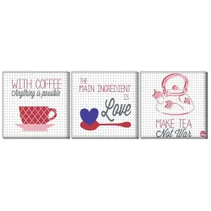 Wall Art Decor Hanging Panels Set Of 3 -With Coffee