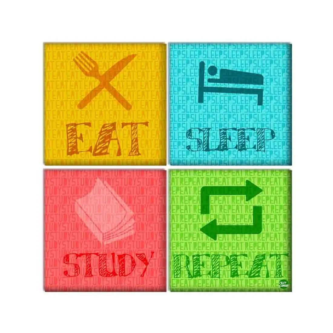 Wall Art Decor Panel For Home - Eat Sleep Study Repeat